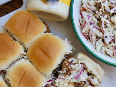 Fried Chicken Sliders with Celery Seed Coleslaw